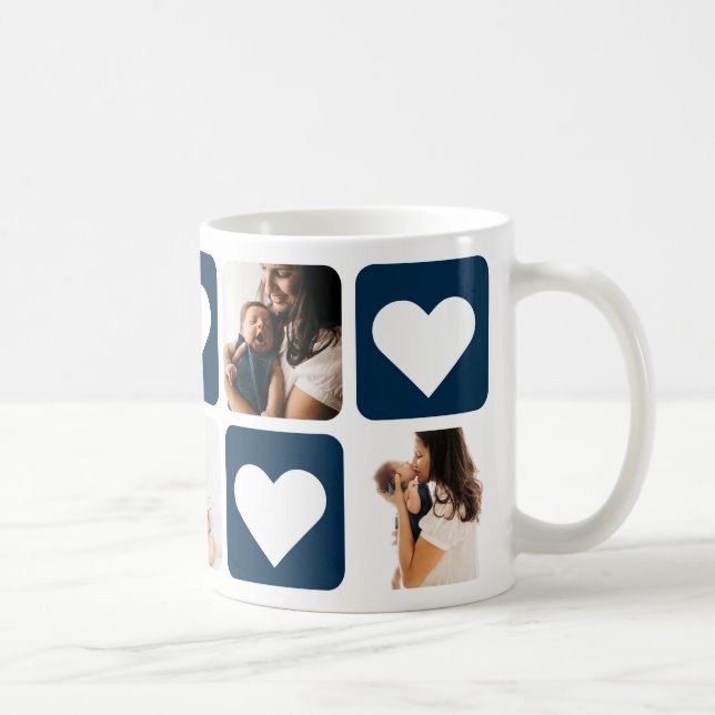 Liebe Hearts Blue Foto Collage Tasse (Rechts)