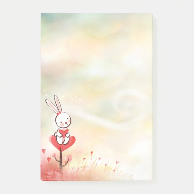 Liebe Hearts Bunny Post-it Klebezettel (Vorderseite)