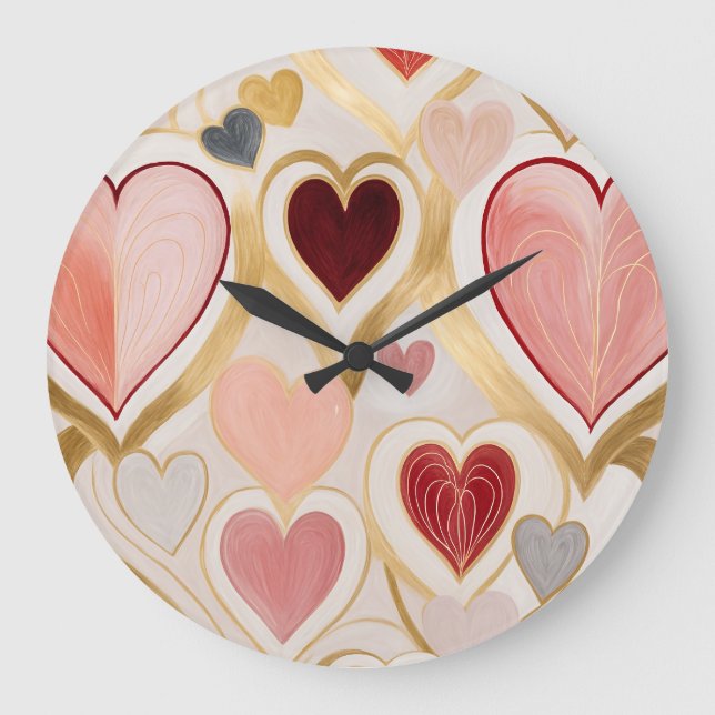 Liebe Hearts Große Wanduhr (Vorderseite)
