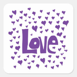 Liebe Hearts Quadratischer Aufkleber