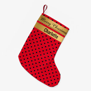 LIEBE HEARTS Red Christmas Strumpf GOLD Kleiner Weihnachtsstrumpf