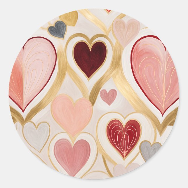 Liebe Hearts Runder Aufkleber (Vorderseite)