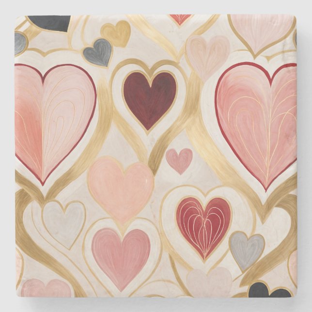 Liebe Hearts Steinuntersetzer (Vorderseite)