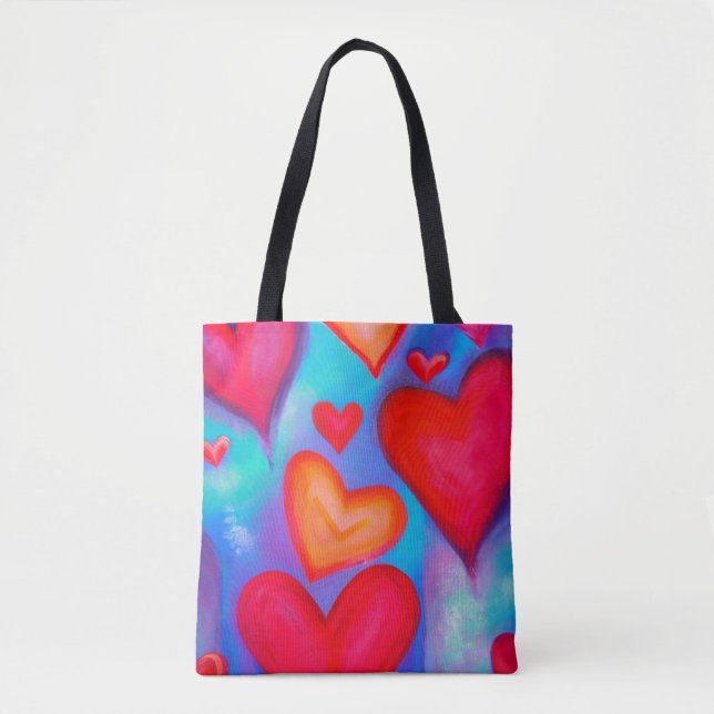 Liebe Hearts Tote Bag Tasche (Vorderseite)