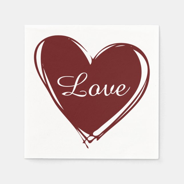 Liebe Hearts Wedding Paper Napkin Set Serviette (Vorderseite)