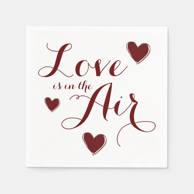 Liebe Hearts Wedding Paper Napkin Set Serviette (Vorderseite)