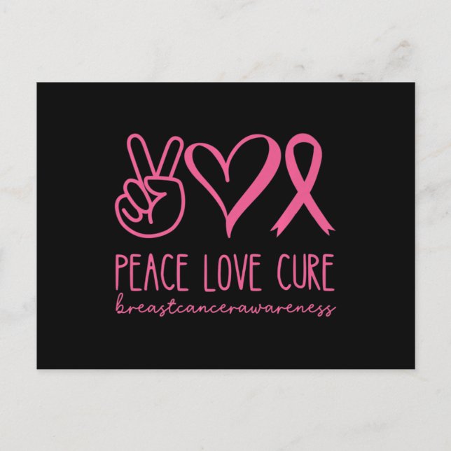 Liebe heilen rosa Ribbon Krieger Brustkrebs Postkarte (Vorderseite)