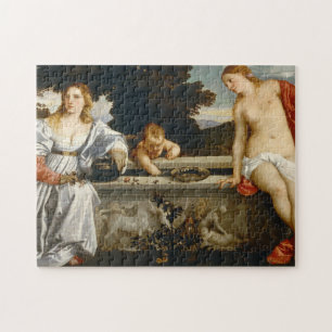 Liebe Heilige und Profane Liebe von Tizian Cupido