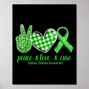 Liebe Heilung grüner Ribbon Nierenerkrankung Bewus Poster