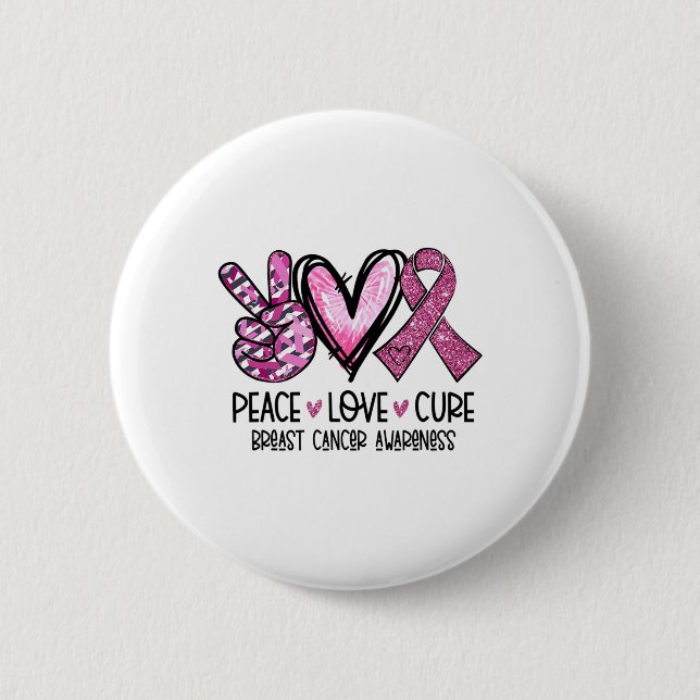 Liebe Heilung rosa Ribbon Krebs Brust Bewusstsein Button (Vorderseite)