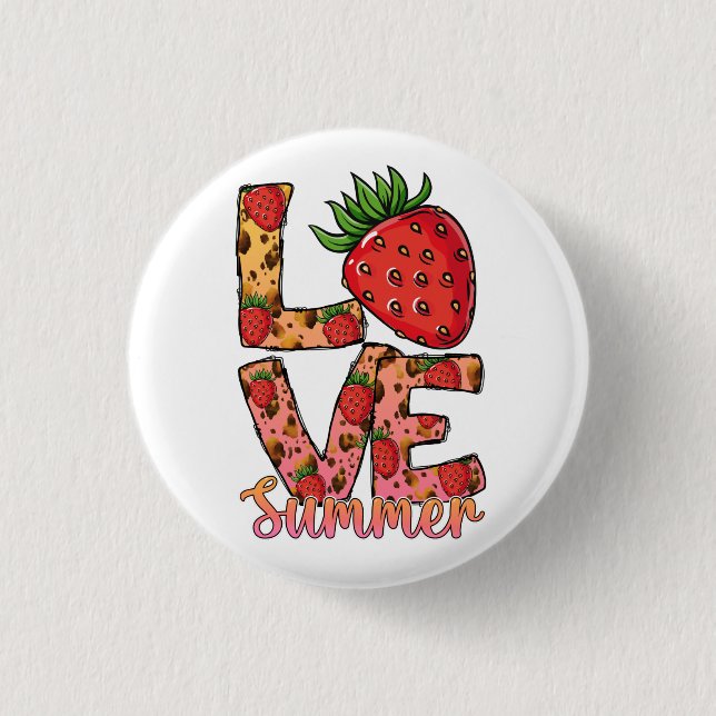 Liebe Hello Summer Strawberry Button (Vorderseite)