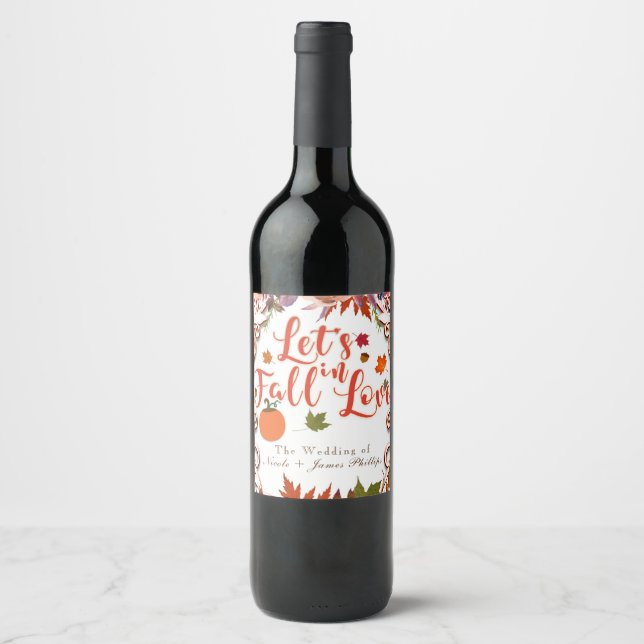 Liebe Herbst floraler Eleganter Wein Weinetikett (Vorderseite)