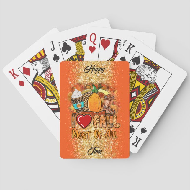 Liebe Herbst Herbst Text und Farbe anpassen Spielkarten (Rückseite)