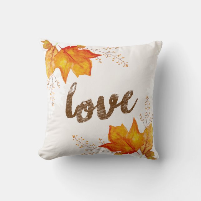 "Liebe-" Herbst-Herbstlaub-Akzent-Kissen Kissen (Vorderseite)