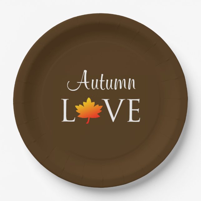 Liebe Herbst Rustikale Hochzeit im Herbst Orangenl Pappteller (Vorderseite)