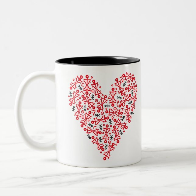 Liebe Herz 2012 Icon Schwarz und Rot Zweifarbige Tasse (Links)