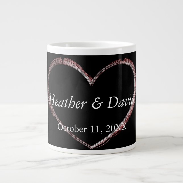 Liebe Herz Attraktive, charmante Hochzeit Jumbo-Tasse (Vorderseite)