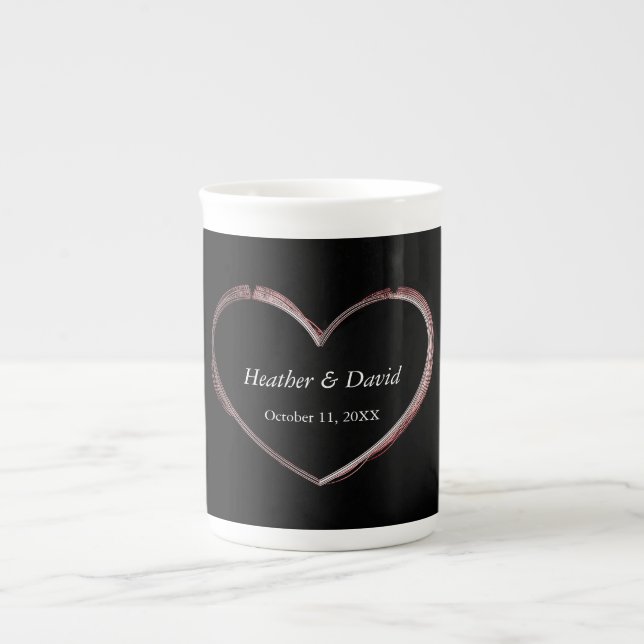 Liebe Herz Attraktive, charmante Hochzeit Prozellantasse (Vorderseite)