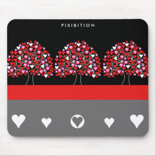 Liebe-Herz-Baum rotes Schwarz-weißes Mousepad