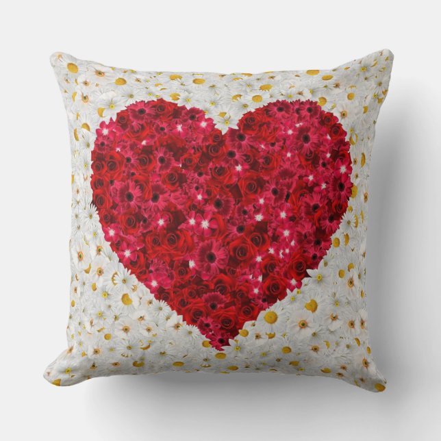 Liebe Herz Blume Kissen (Vorderseite)