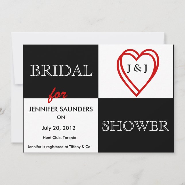 LIEBE Herz Brautdusche Einladung (Vorderseite)