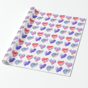 Liebe Herz-Designs Rosa Lila Geschenkpapier