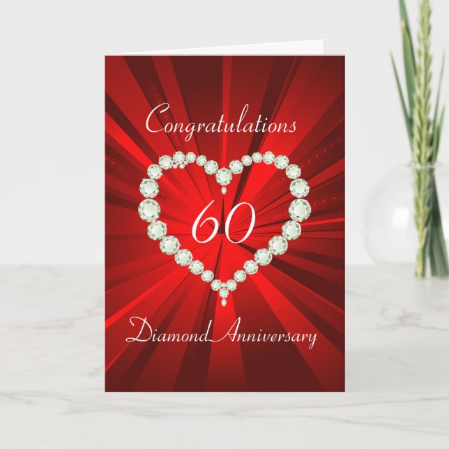 Liebe Herz Diamond 60 Jahre alt Karte (Vorderseite)