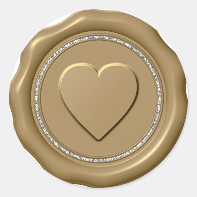 *~* Liebe Herz Diamond GOLD Wax Siegel Stickers (Vorderseite)