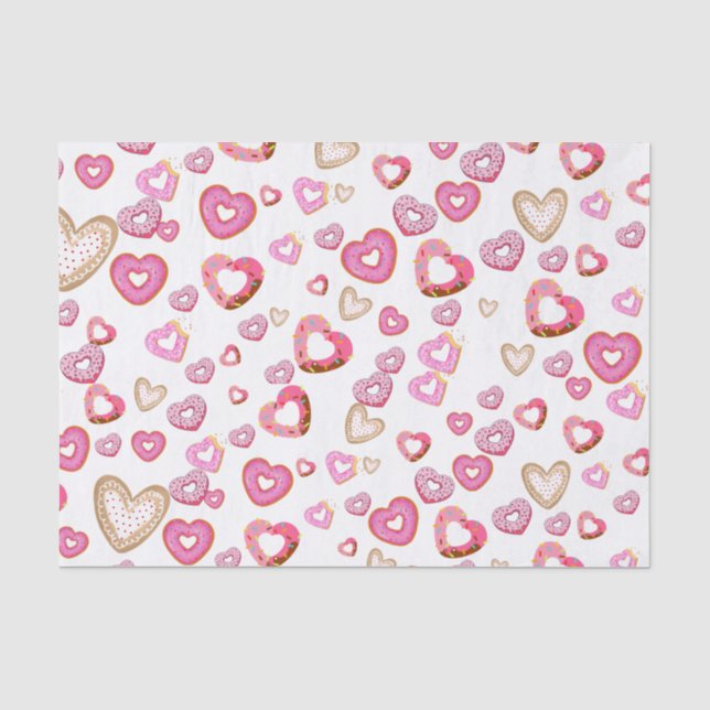 Liebe Herz Donuts Süßgebäck Pink Valentine Seidenpapier (Vorderseite)