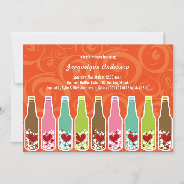 Liebe Herz Flaschen Whimsical Brautparty Party Einladung (Vorderseite)