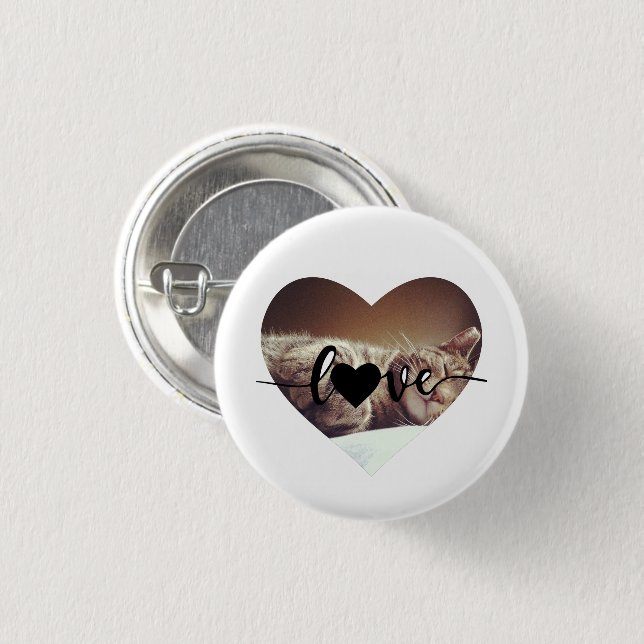 Liebe Herz Foto Button (Vorne & Hinten)