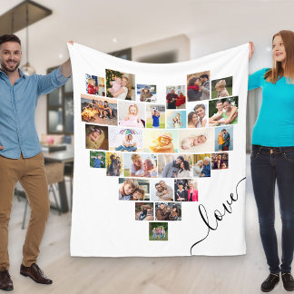 Liebe Herz geformt FotoCollage Weiß Fleecedecke