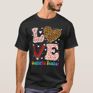 Liebe Herz Geografie Lehrer Leopard Kariert Valent T-Shirt