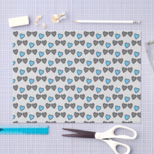 Liebe Herz graues und blaues Geschenk Seidenpapier