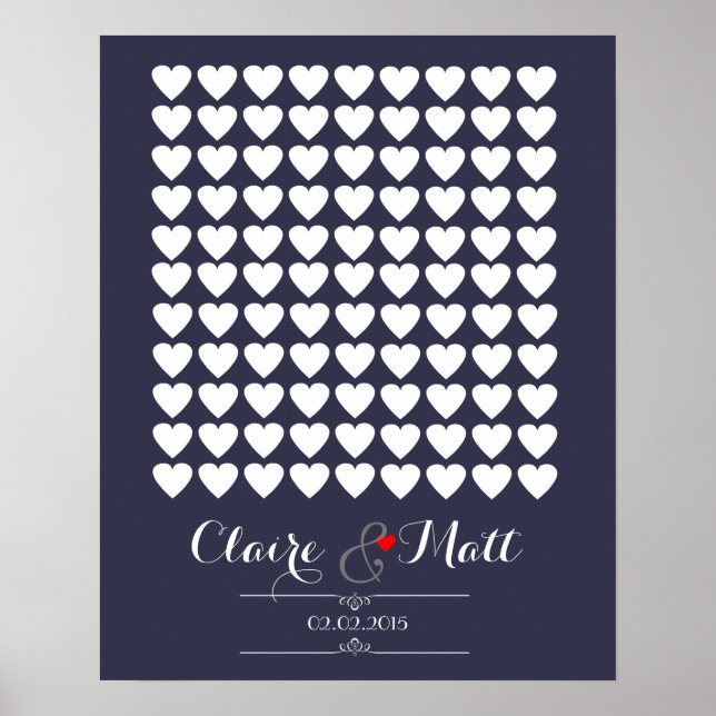 Liebe Herz Hochzeitssignatur Gästebuchschiff Poster (Vorne)