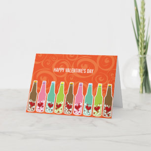 Liebe & Herz in Flaschen Whimsikaler Valentinstag Feiertagskarte