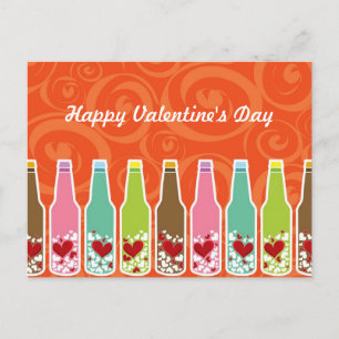 Liebe & Herz in Flaschen Whimsikaler Valentinstag Feiertagspostkarte