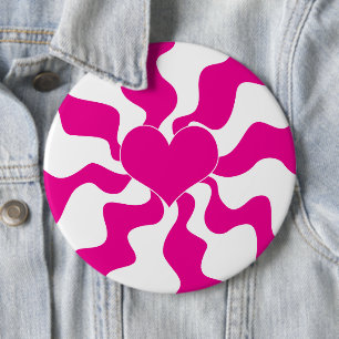 Liebe Herz in Magenta und Weiß Button