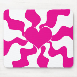 Liebe Herz in Magenta und Weiß Mousepad