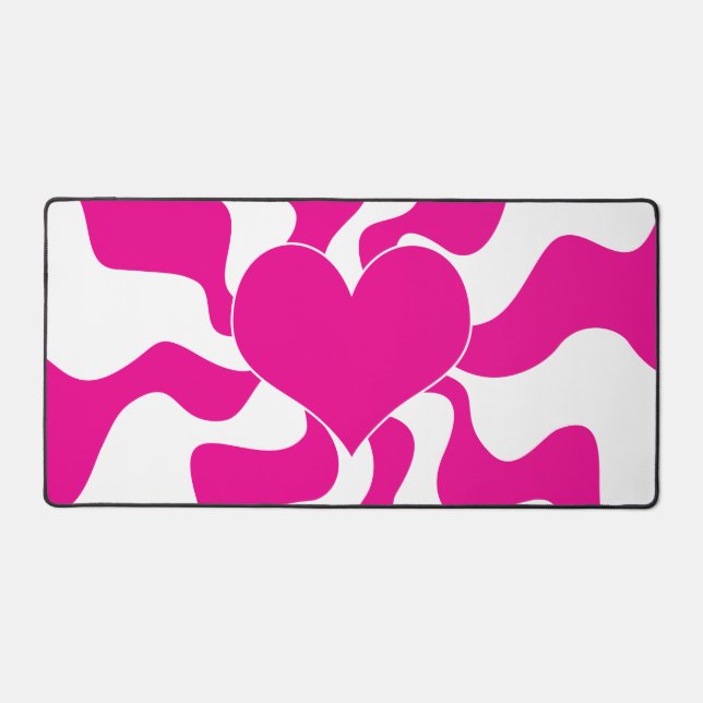Liebe Herz in Magenta und Weiß Schreibtischunterlage (Vorderseite)