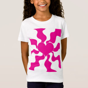 Liebe Herz in Magenta und Weiß T-Shirt