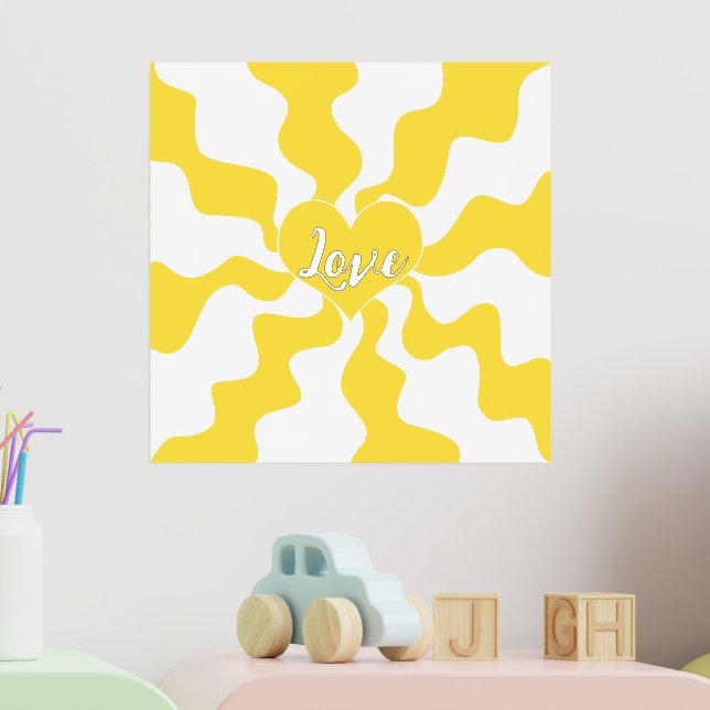 Liebe Herz - Lemon Gelb und Weiß Foliendrucke (In Situ (Kinderzimmer 2))
