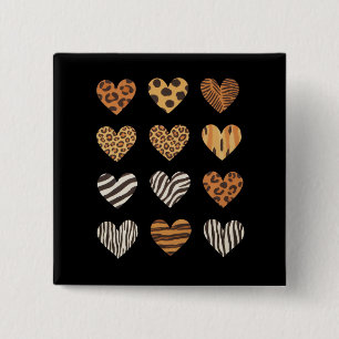 Liebe Herz Leopard Niedlich Valentinstag Button
