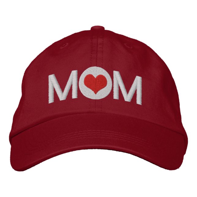 Liebe Herz Mama Bestickte Baseballkappe (Vorderseite)