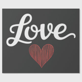 Liebe Herz Minimal Typografie Romantisches Design Geschenkpapier