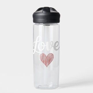 Liebe Herz Minimal Typografie Romantisches Design Trinkflasche