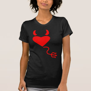 Liebe-Herz mit dem Teufel-Hörnern und Schwanz T-Shirt