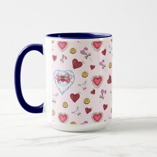 Liebe Herz Nähen Wasserfarbe        Tasse (Links)