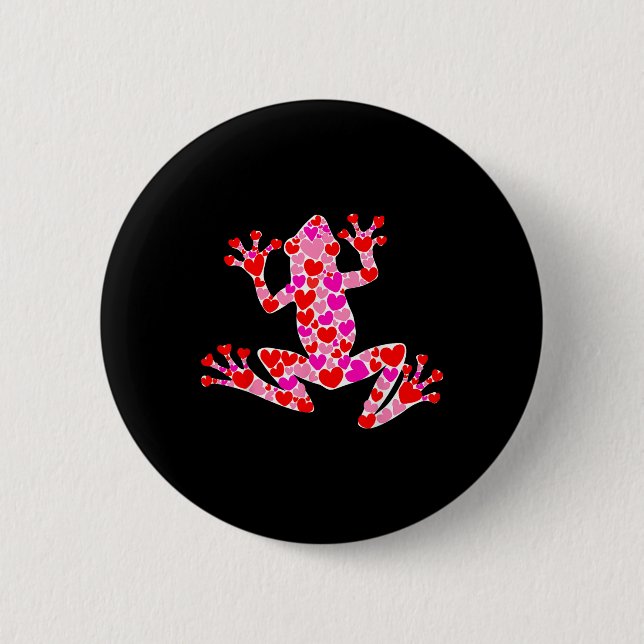 Liebe Herz Niedlich Frog Lover Couple Happy Valent Button (Vorderseite)