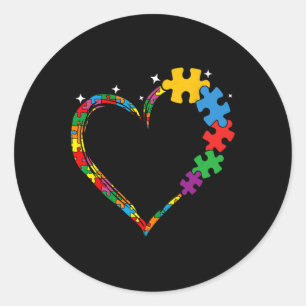 Liebe Herz Puzzle Stücke Männer Frauen Kinder Auti Runder Aufkleber